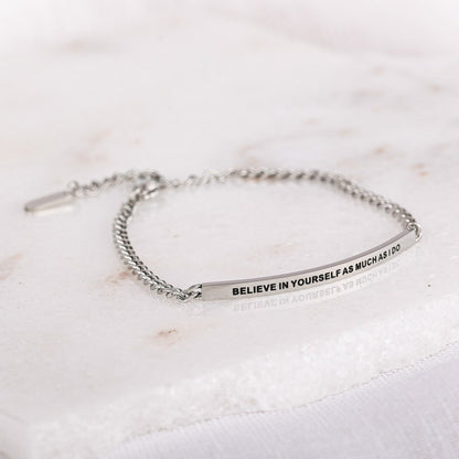 Silver engraved inspirational bracelet