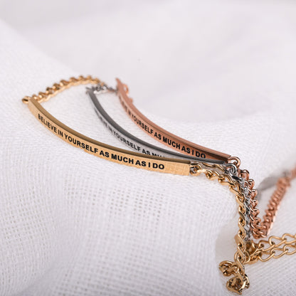Dainty chain engraved bracelets