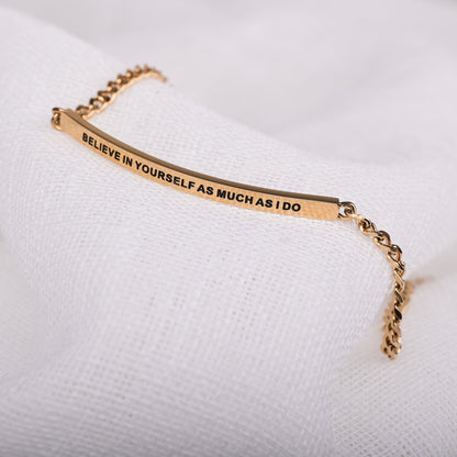 gold engraved adjustable chain bracelet