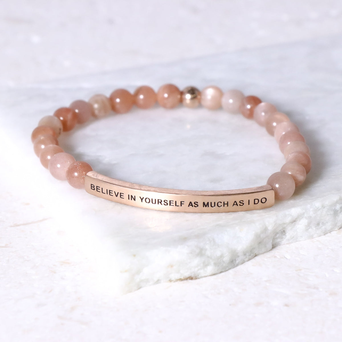 Earthstone engraved beaded bracelet