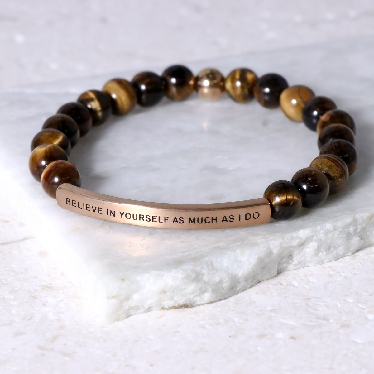 Inspirational engraved beaded bracelet