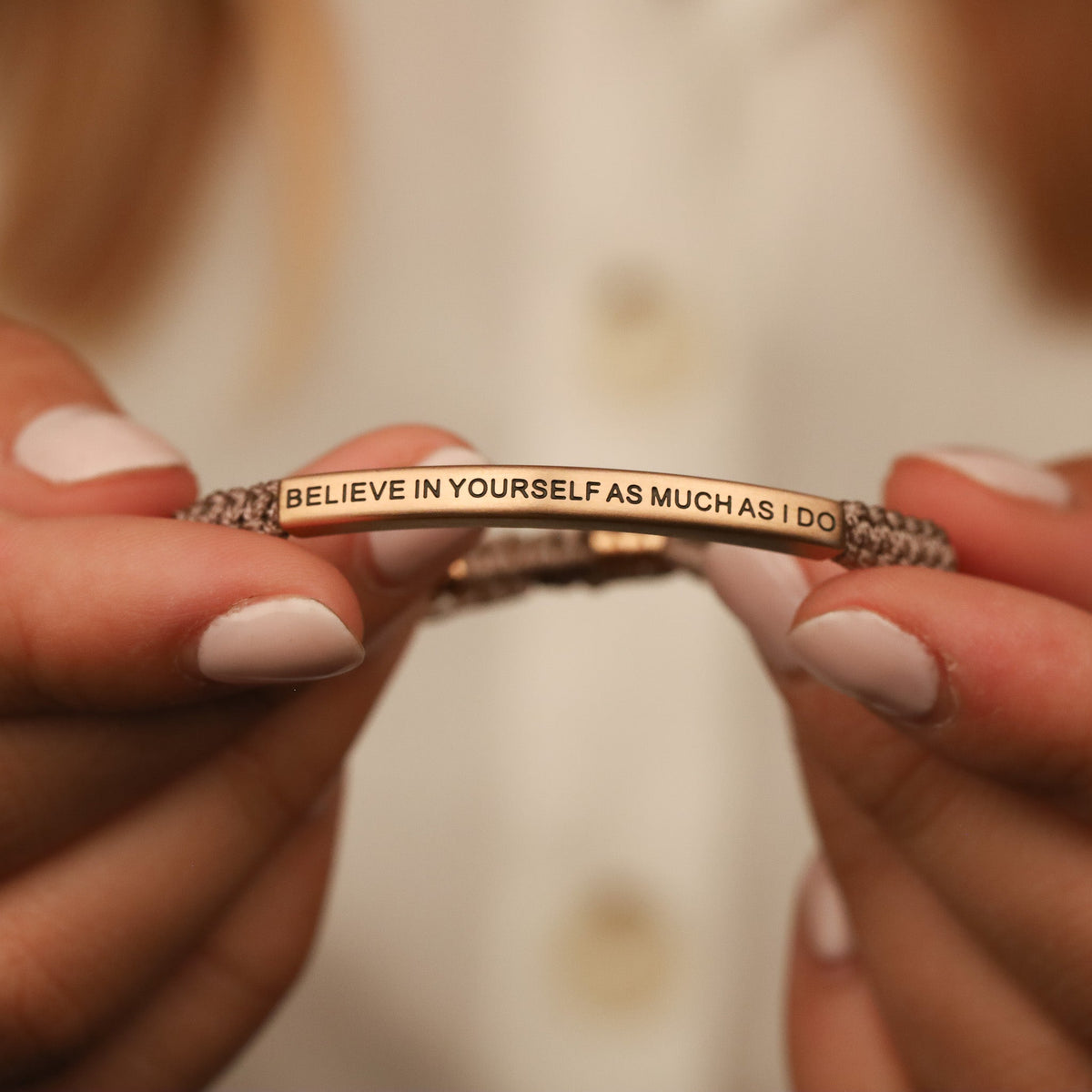 inspiring engraved rope bracelet