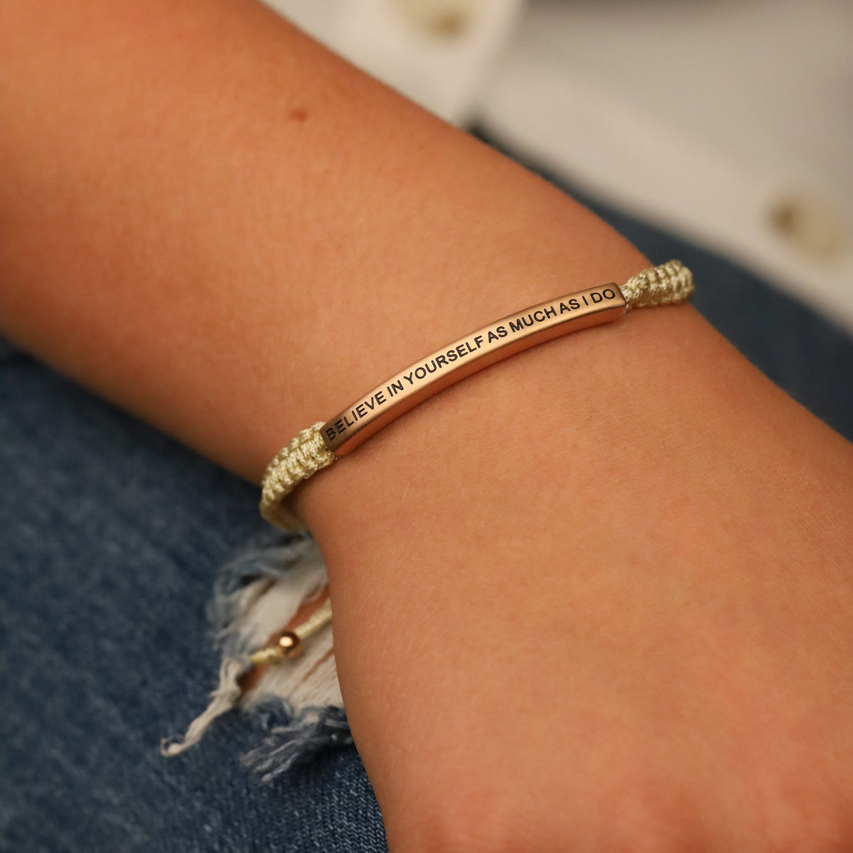 adjustable tan rope bracelet