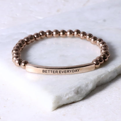 Rose gold beaded engraved bracelet