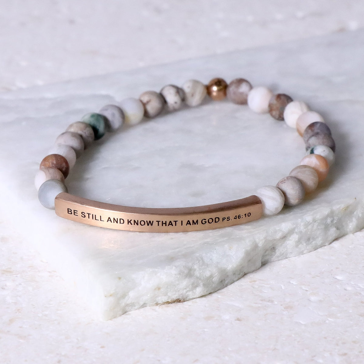 Psalm 46:10 bracelet engraved with “Be Still and Know That I Am God”