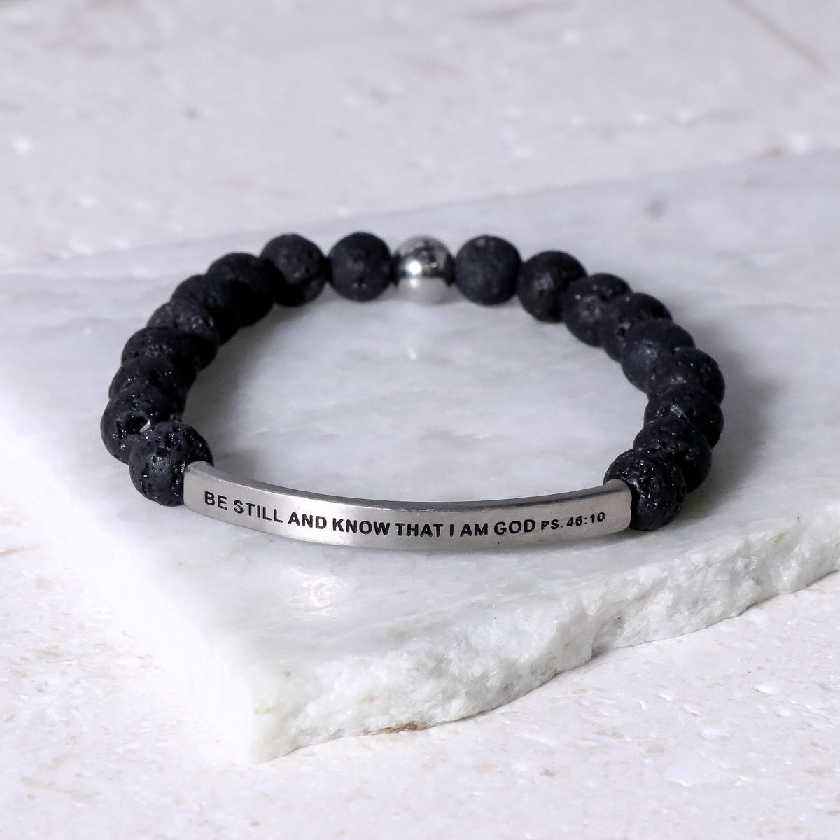Lava stone engraved bracelet made in USA