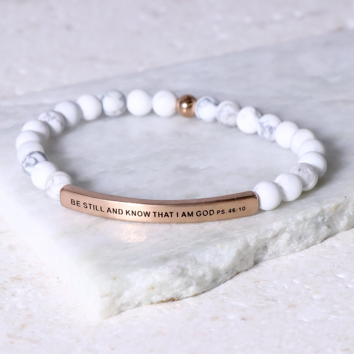 Engraved beaded inspirational bracelet