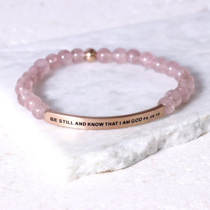 Beaded engraved quartz bracelet made in the USA
