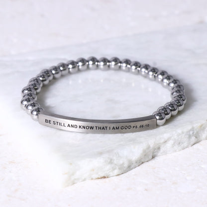 Engraved silver scripture bracelet