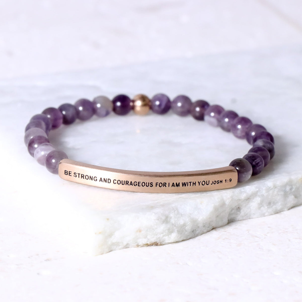 Meaningful bracelet with amethyst beads