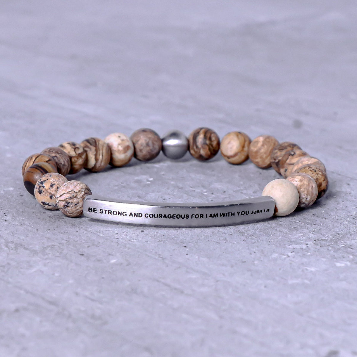 I AM WITH YOU ALWAYS engraved beaded bracelet