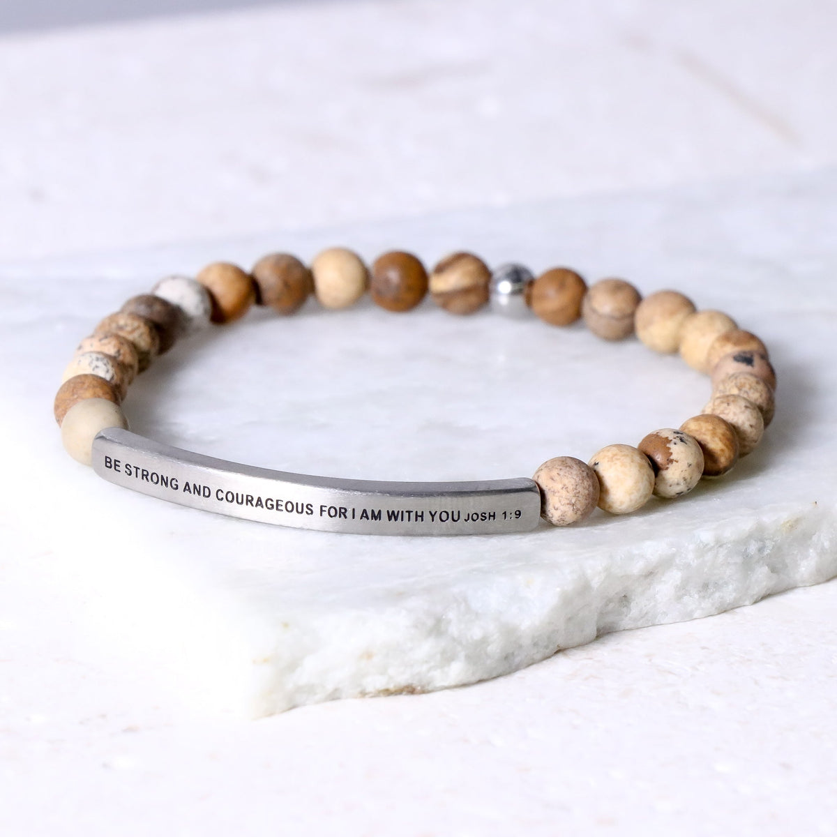 Engraved bracelet with Joshua 1:9 engraved
