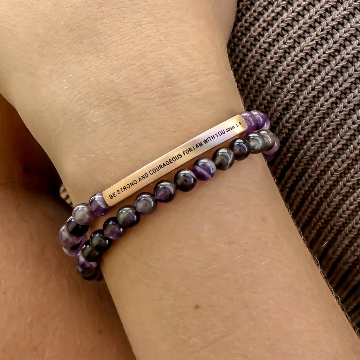 Beaded amethyst bracelet made in the USA