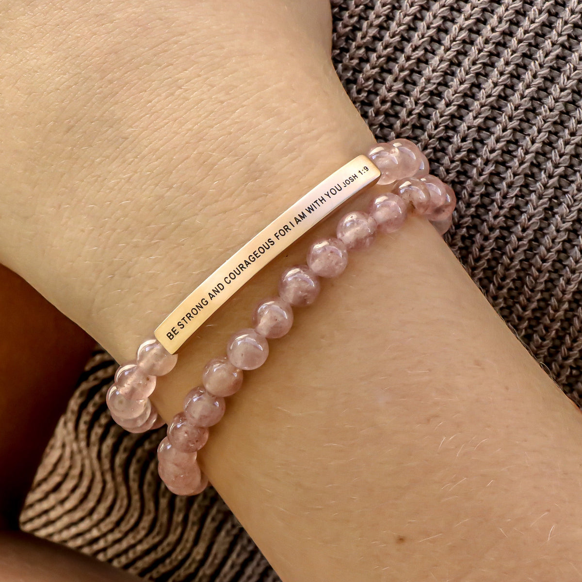 Inspirational engraved quartz bracelet