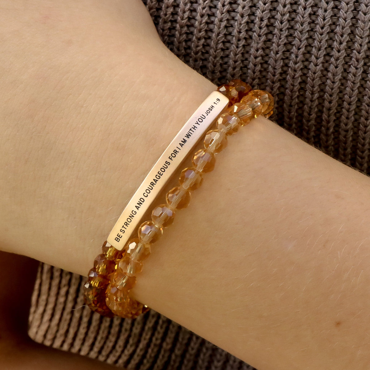 Crystal engraved message bar bracelet