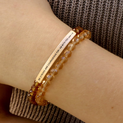 Crystal engraved message bar bracelet