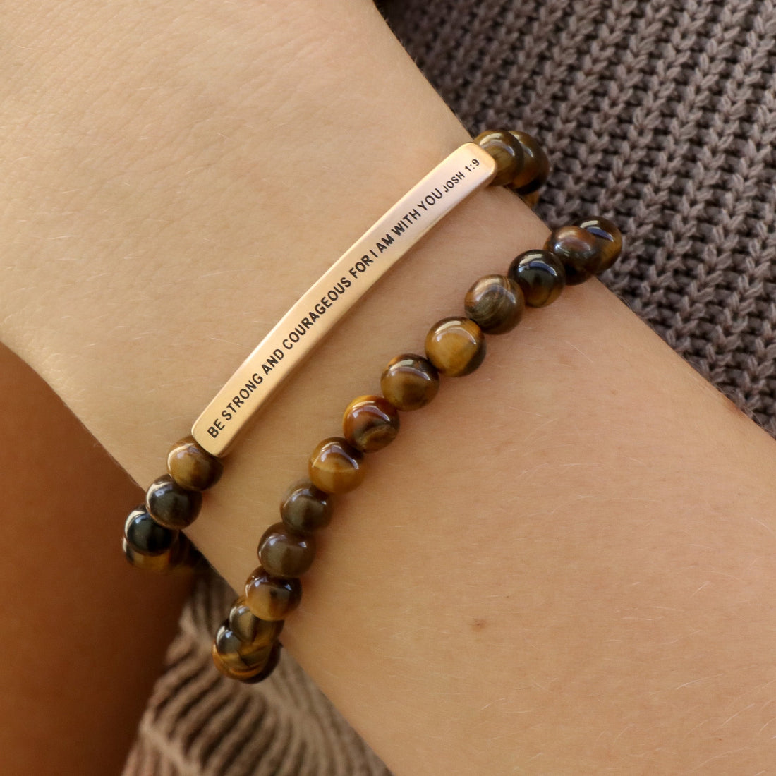 engraved beaded scripture bracelet