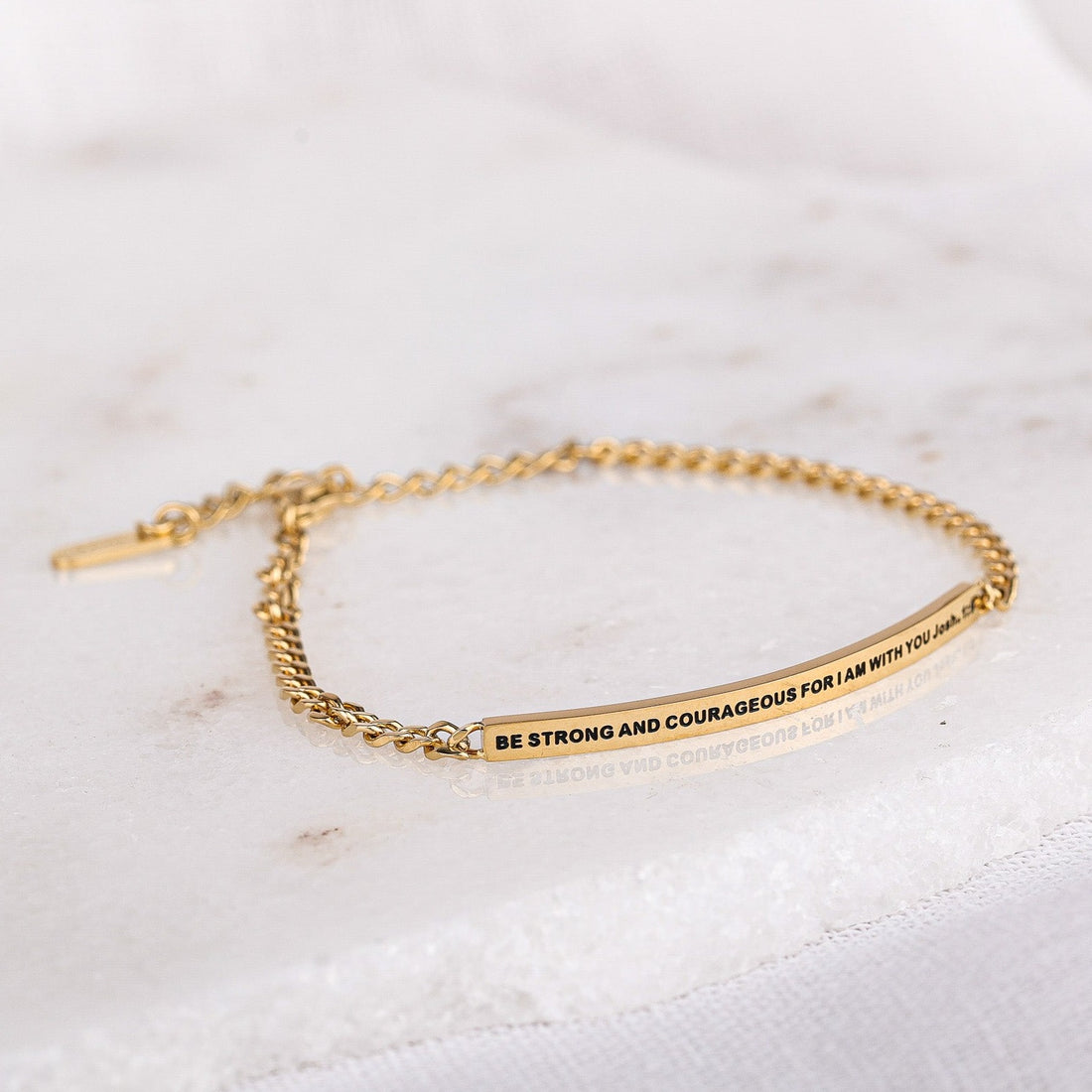 gold engraved chain bracelet