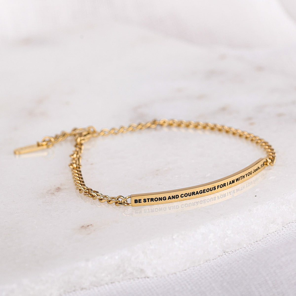 gold engraved chain bracelet