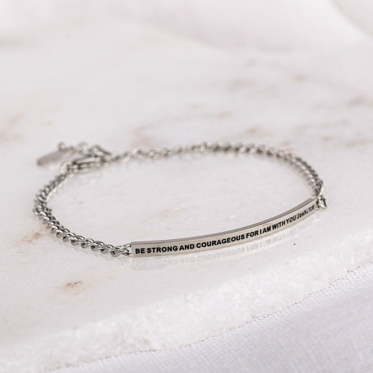 silver inspirational engraved bracelet