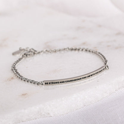 silver inspirational engraved bracelet