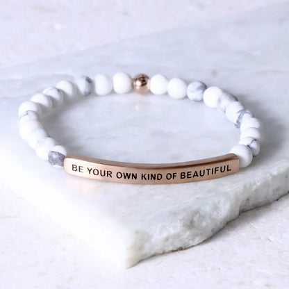 Gemstone message bar bracelet