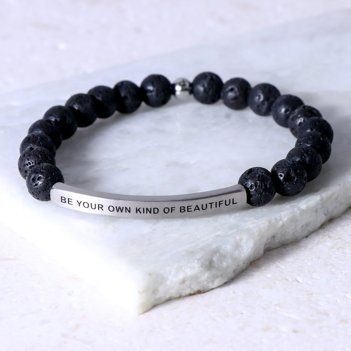 Lava Stone beaded engraved bracelet