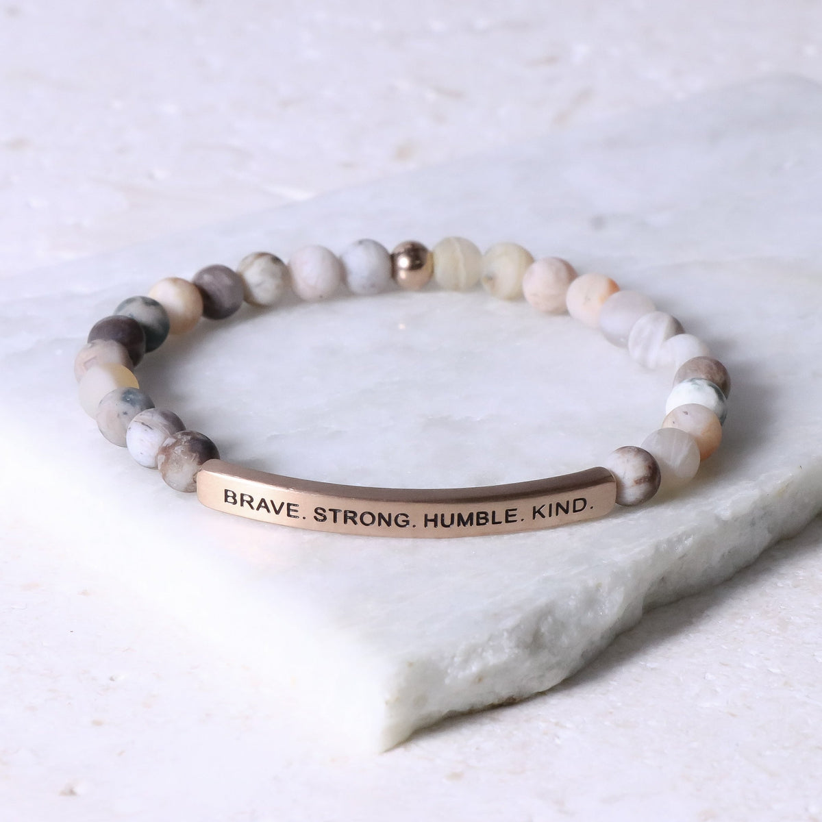 Engraved inspirational beaded bracelet