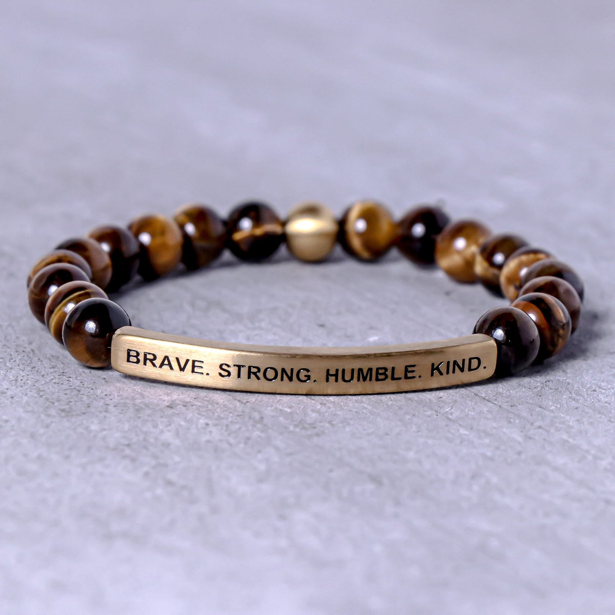 Tiger eye beaded engraved bracelet for men