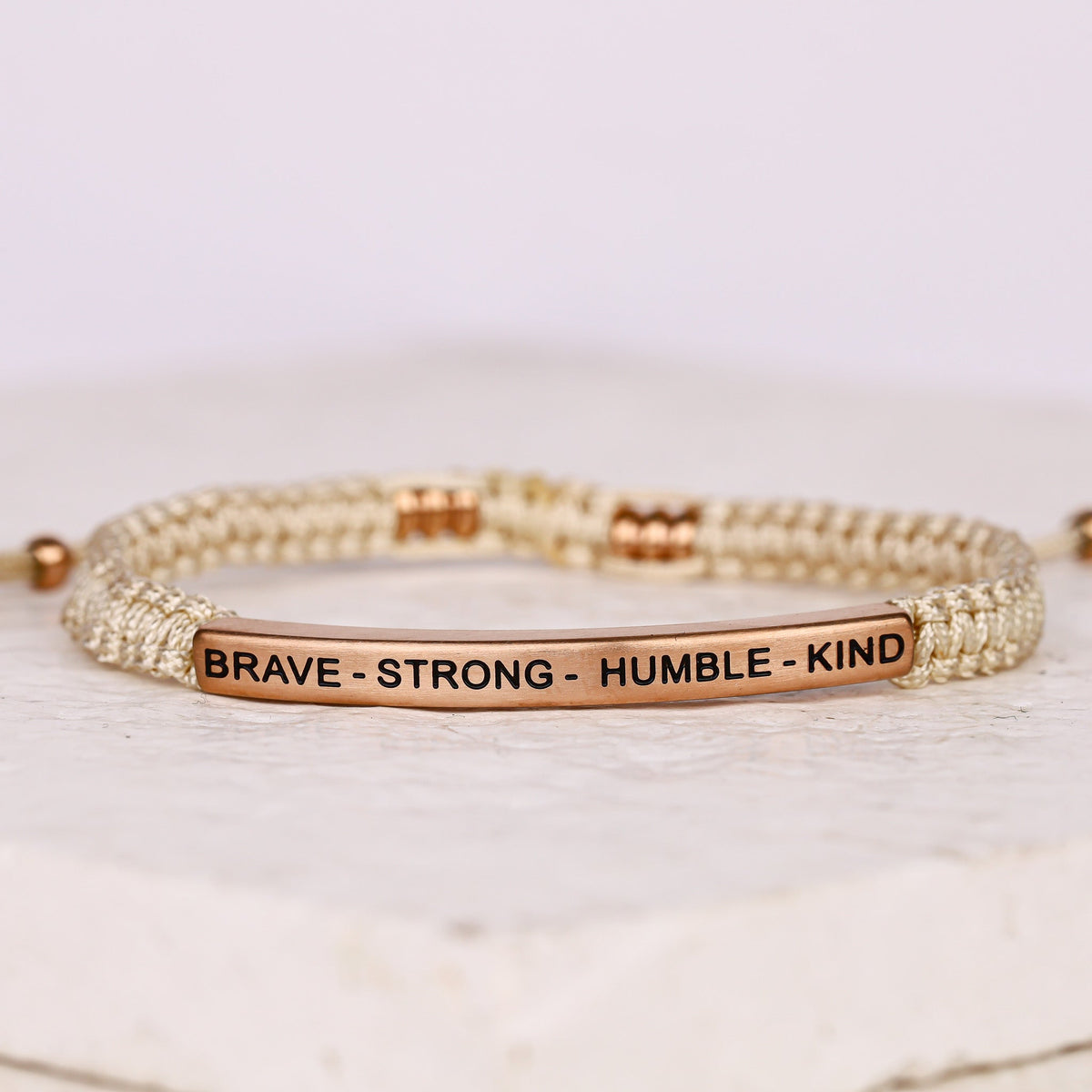 Tan engraved rope bracelet