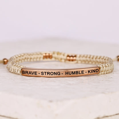 Tan engraved rope bracelet