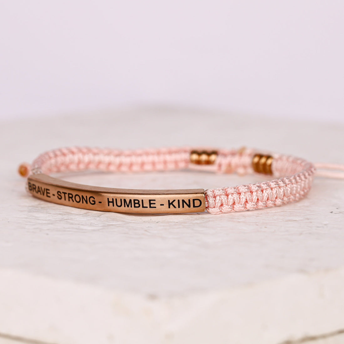 pink rope engraved bracelet