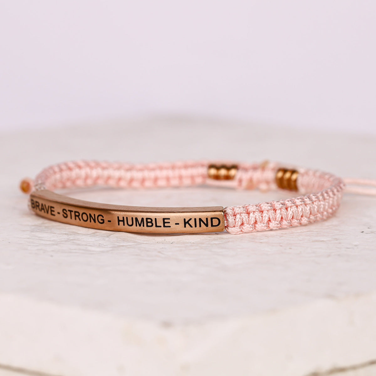 pink rope engraved bracelet