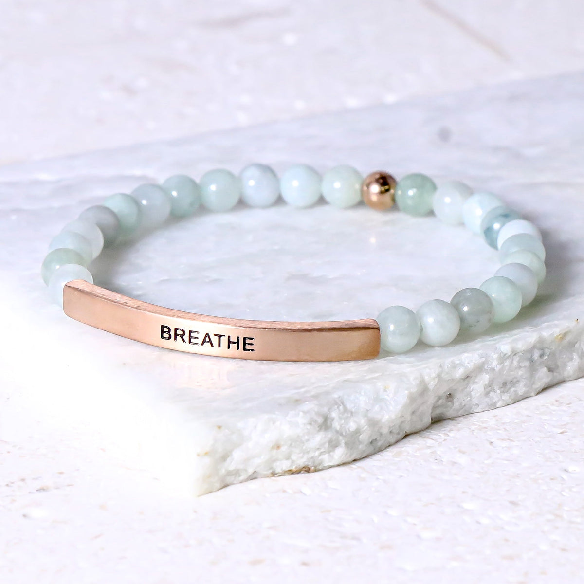engraved BREATHE bracelet