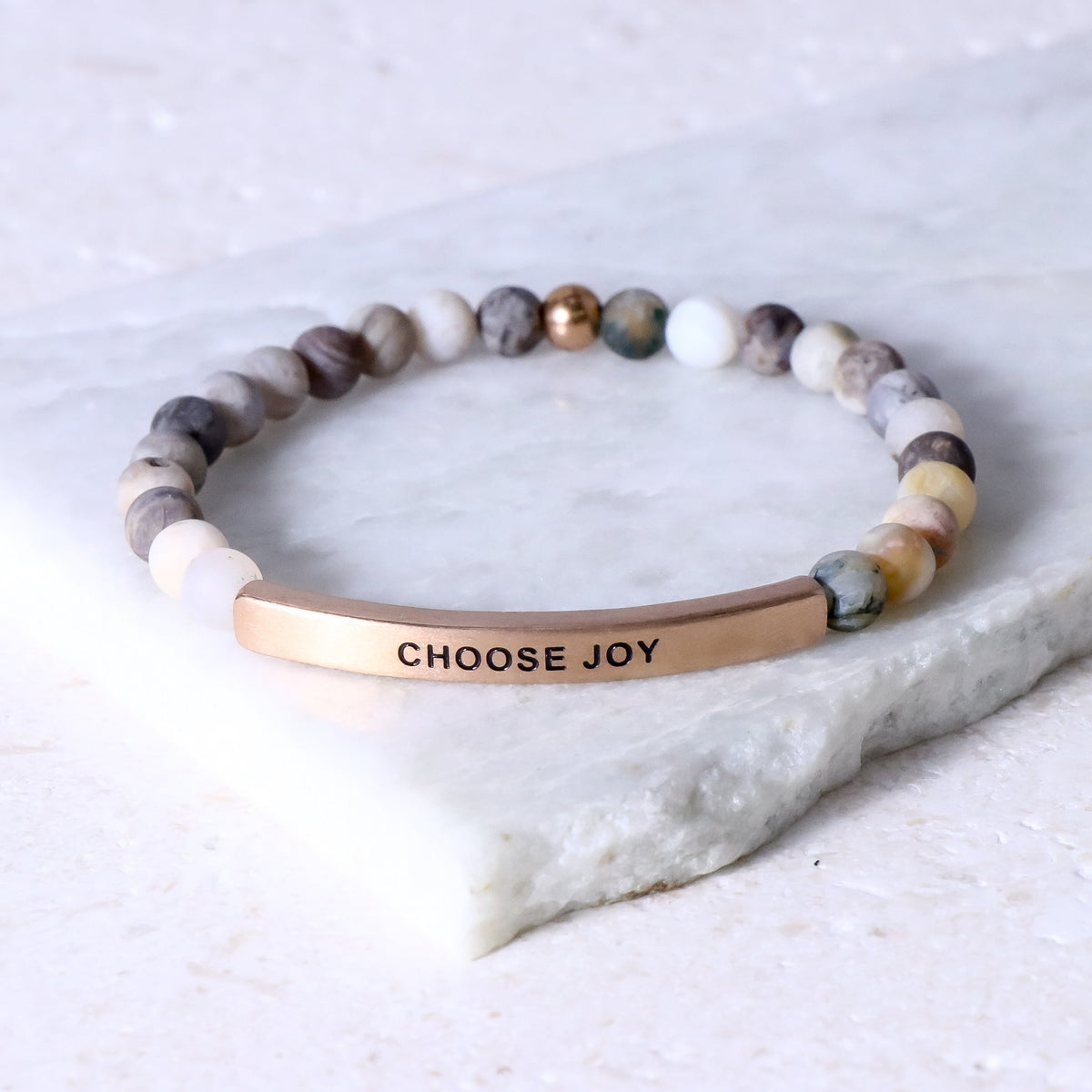 Gemstone engraved bracelet