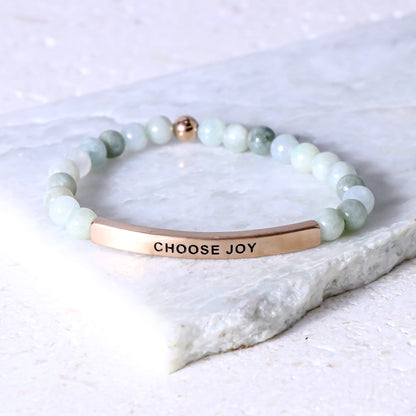 Earth stone engraved inspirational bracelet