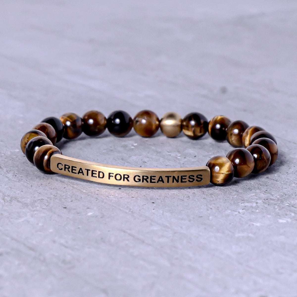 CREATED FOR GREATNESS engraved bracelet