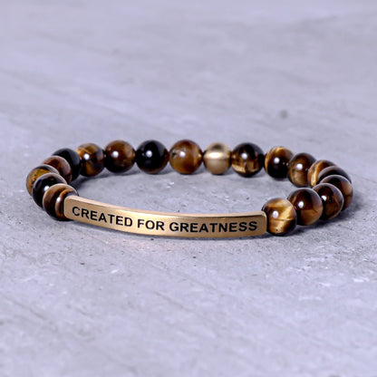 CREATED FOR GREATNESS engraved bracelet
