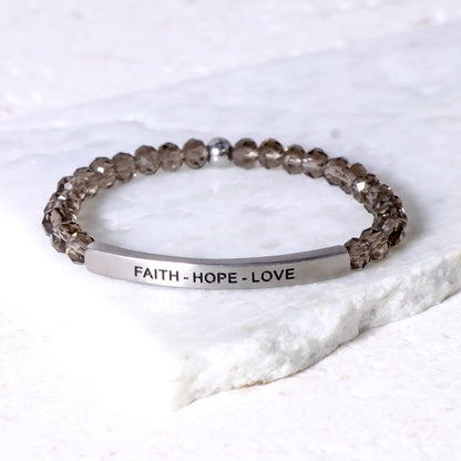 Crystal bracelet with engraved message