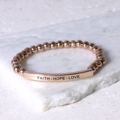 Rose gold beaded bracelet made in USA