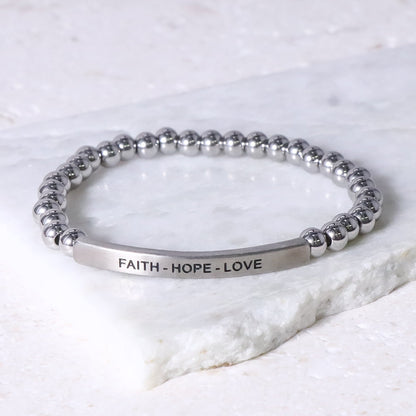 Silver beaded bracelet made in USA