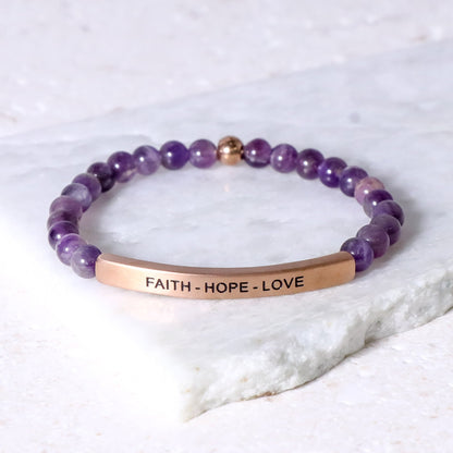 Inspirational beaded engraved bracelet