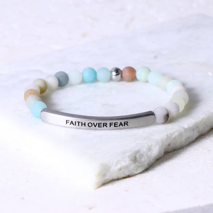 FAITH OVER FEAR engraved bracelet