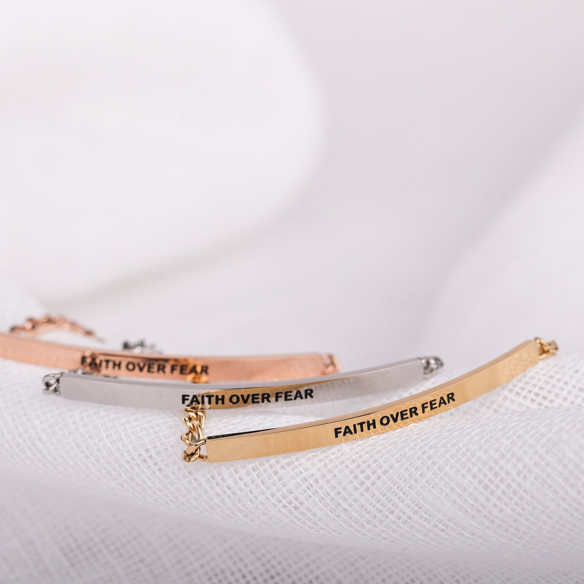 Inspirational engraved chain bracelets for women