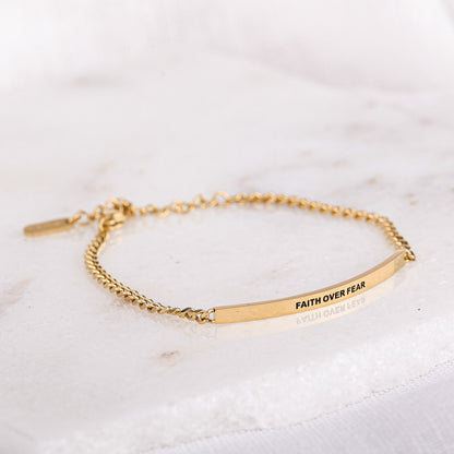 FAITH OVER FEAR- DAINTY CHAIN BRACELET 