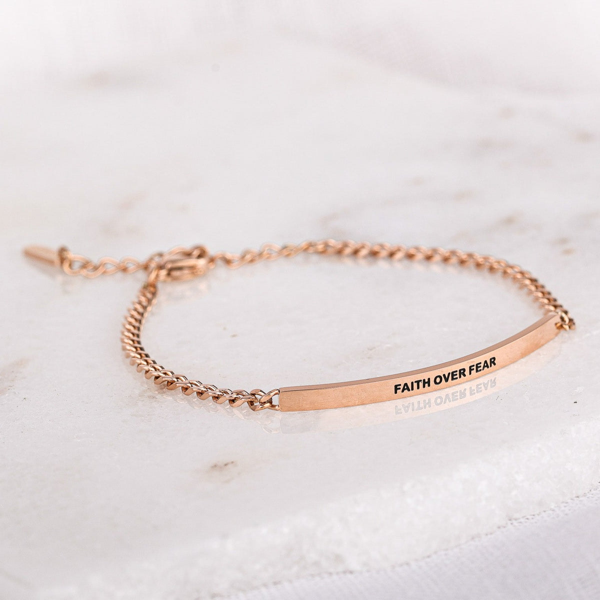 engraved inspirational rose gold bracelet