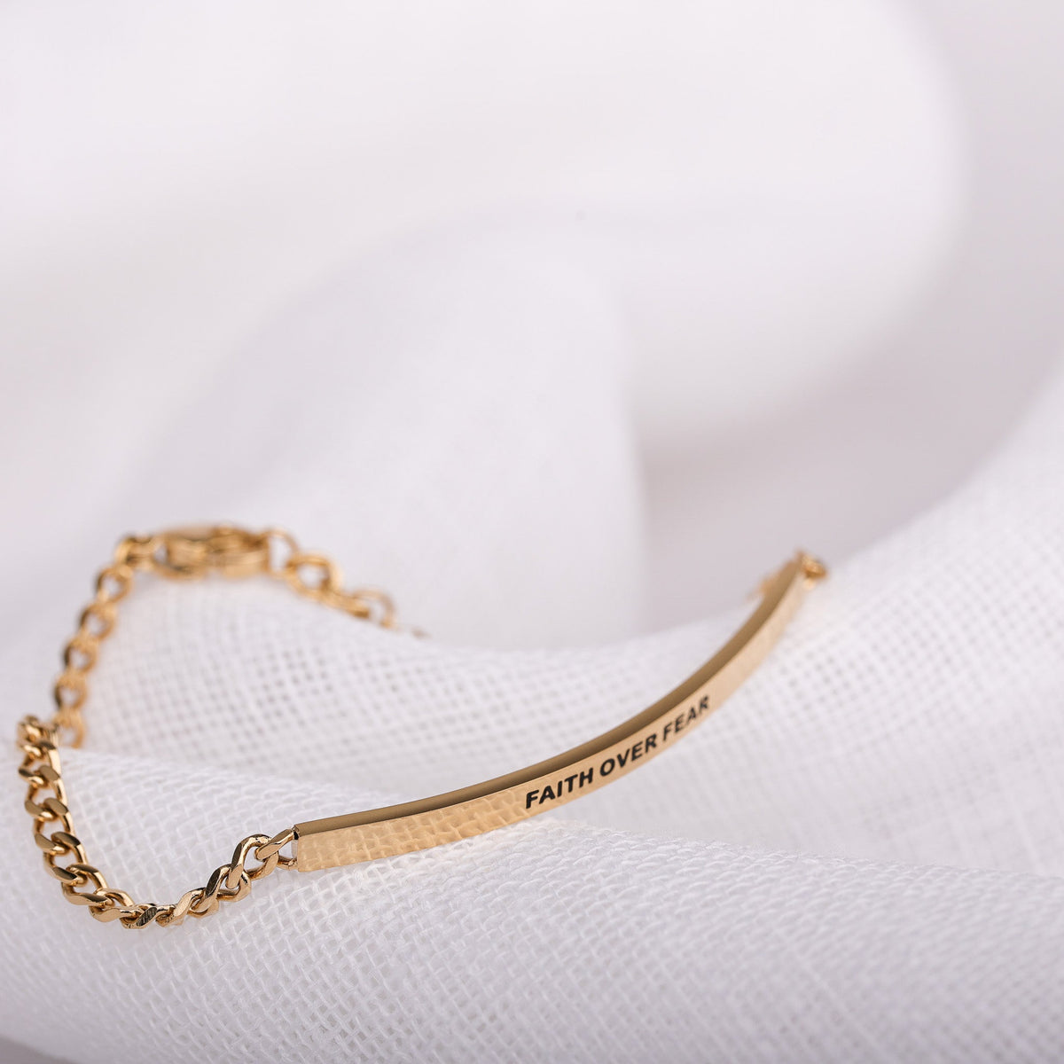 engraved positive message chain bracelet