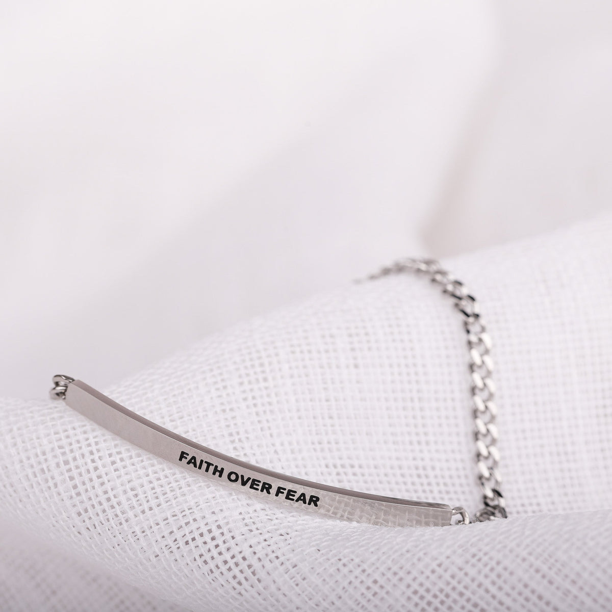 engraved christian chain bracelet