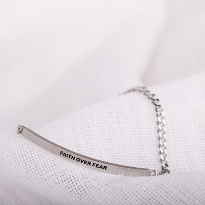 engraved christian chain bracelet