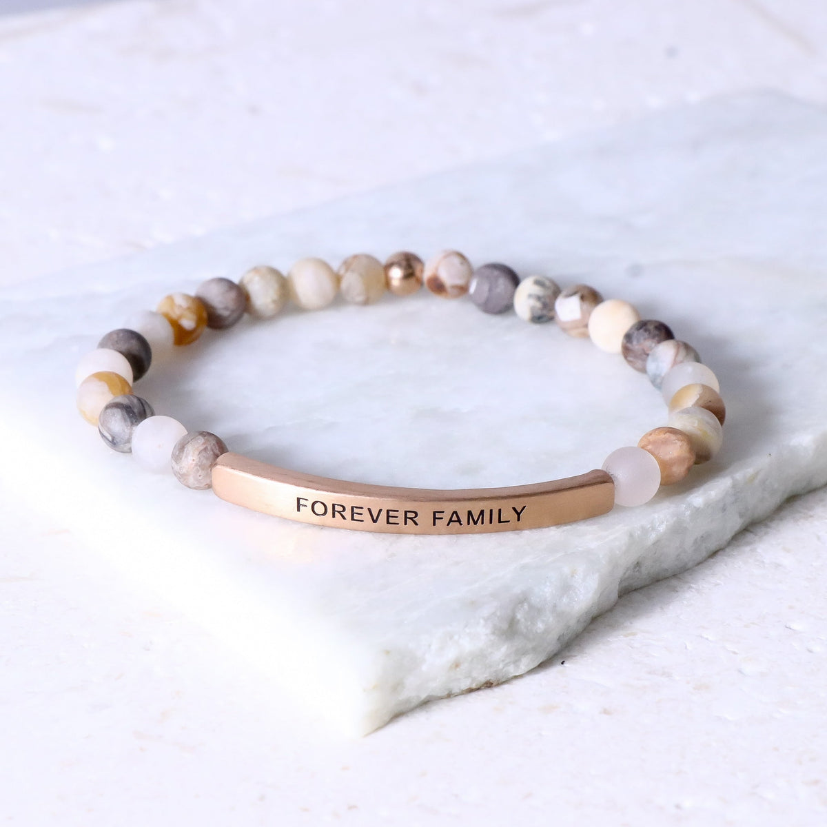 Gemstone engraved bracelet